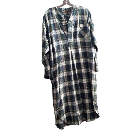 Wynbrier Night Shirt Sleep Gown Unisex 100% Cotton Plaid M 1/4 button Portugal . - Picture 13 of 16